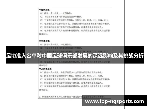 足协准入名单对中国足球俱乐部发展的深远影响及其挑战分析